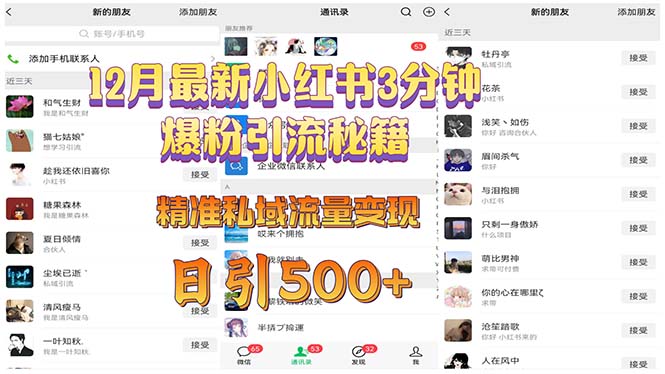 （13653期）12月最新小红书3分钟爆粉引流秘籍 精准私域流量变现 日引500+-中创网_专注互联网创业,项目资源整合