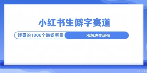 小红书生僻字玩法，快速涨分变现详解-中创网_专注互联网创业,项目资源整合
