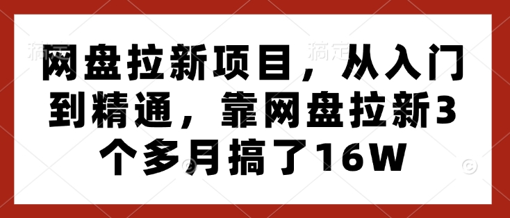 网盘拉新项目，从入门到精通，靠网盘拉新3个多月搞了16W-中创网_专注互联网创业,项目资源整合