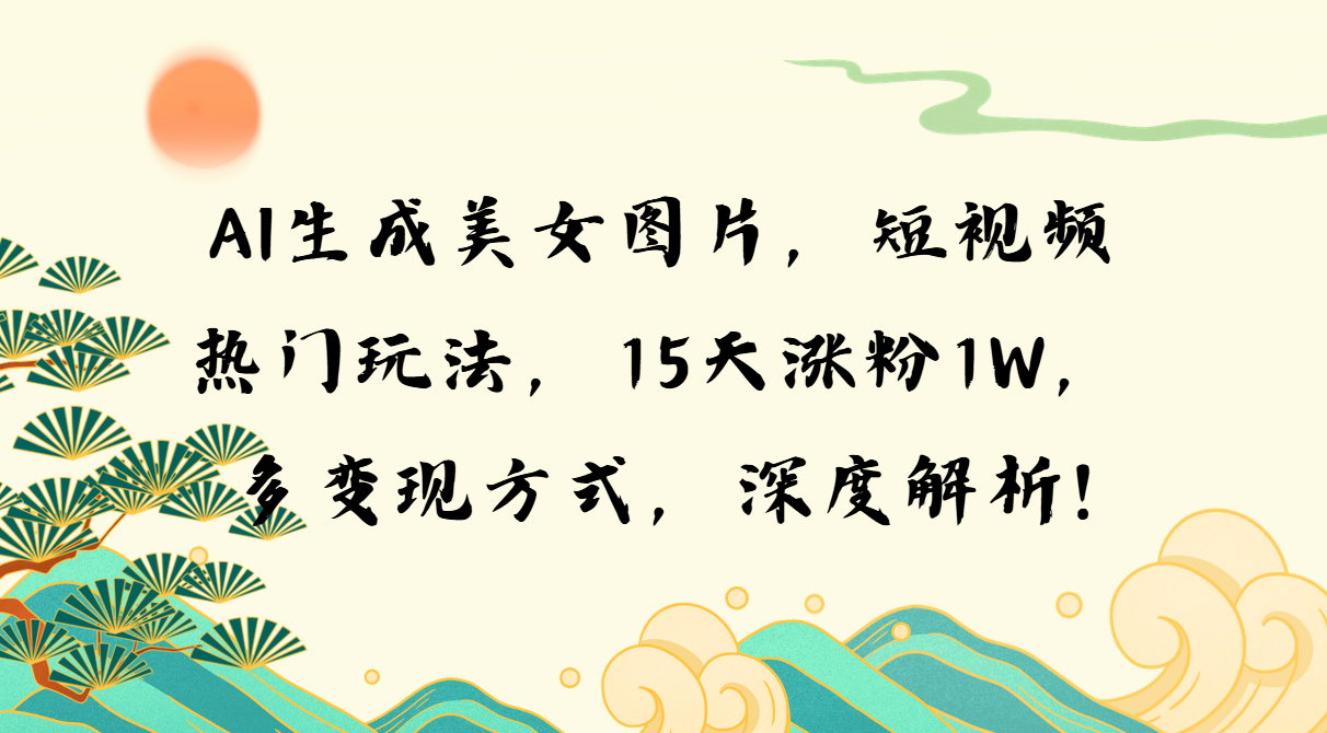 （13581期）AI生成美女图片，短视频热门玩法，15天涨粉1W，多变现方式，深度解析!-中创网_专注互联网创业,项目资源整合