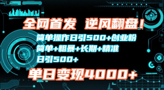 全网首发，简单操作日引500+创业粉，简单+粗暴+长期+精准-中创网_专注互联网创业,项目资源整合