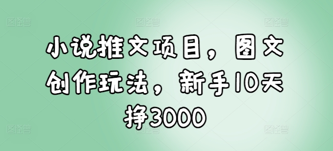 小说推文项目，图文创作玩法，新手10天挣3000-中创网_专注互联网创业,项目资源整合