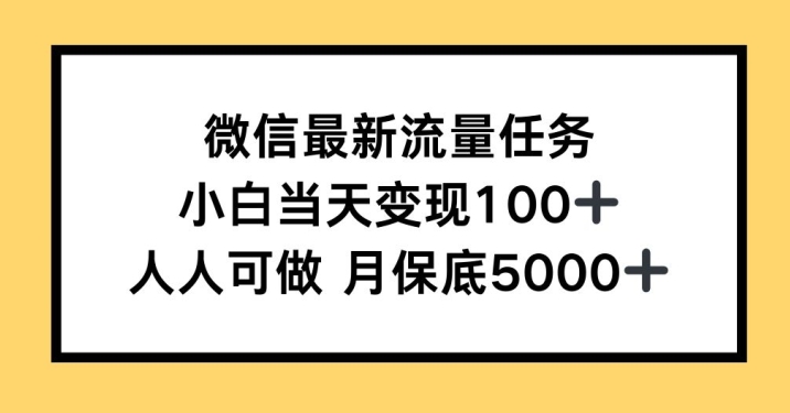 微信最新流量任务，小白当天变现100+，人人可做-中创网_专注互联网创业,项目资源整合