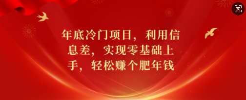 年底冷门项目，利用信息差，实现零基础上手，轻松赚个肥年钱【揭秘】-中创网_专注互联网创业,项目资源整合