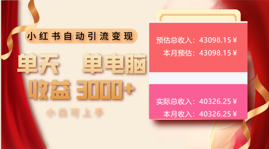 （13999期）小红书自动引流变现 单天单电脑收益3000+  小白可上手-中创网_专注互联网创业,项目资源整合