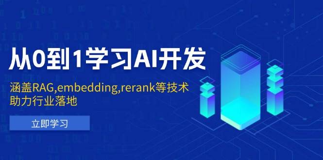 从0到1学习培训AI开发设计：包含RAG,embedding,rerank等新技术，助力行业落地式-中创网_专注互联网创业,项目资源整合