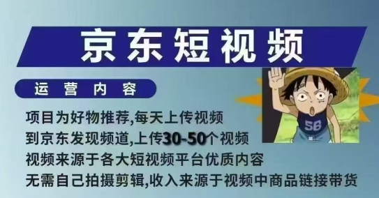 京东短视频带货课，无需自己拍摄剪辑，保姆式教学，两天快速上手-中创网_专注互联网创业,项目资源整合