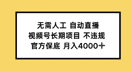 无需人工自动直播，视频号长期项目不违规，官方保底月入4000左右-中创网_专注互联网创业,项目资源整合