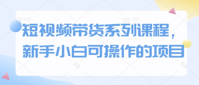 短视频带货系列课程，新手小白可操作的项目-中创网_专注互联网创业,项目资源整合