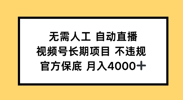 无需全自动直播间，微信视频号长期项目 不违规，官方网最低月入4k上下-中创网_专注互联网创业,项目资源整合