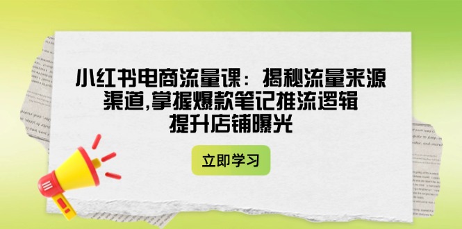 （14318期）小红书电商总流量课：揭密流量渠道方式,把握爆品手记拉流逻辑性,提升店铺曝出-中创网_专注互联网创业,项目资源整合