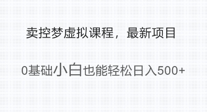 最新小众新项目，运用大家猎奇的心理状态卖控梦虚拟课程，0基本新手都可以轻松日入好几张-中创网_专注互联网创业,项目资源整合