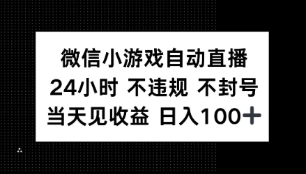 微信小程序全自动直播间，24h直播间不违规 防封号，当日见盈利 日入100-中创网_专注互联网创业,项目资源整合