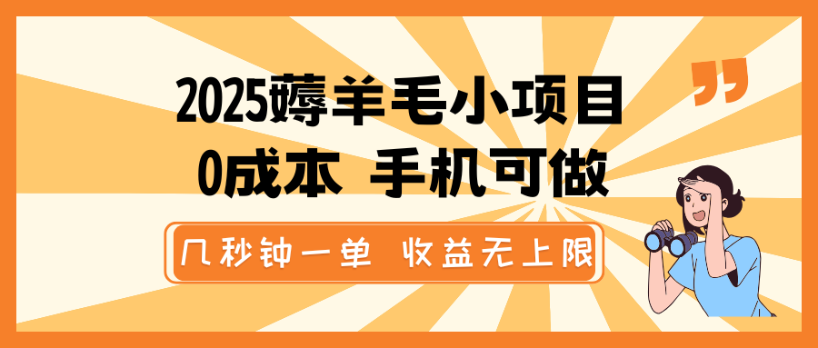 2025撸羊毛小程序，0成本费 手机能做，几秒一单，盈利无限制-中创网_专注互联网创业,项目资源整合