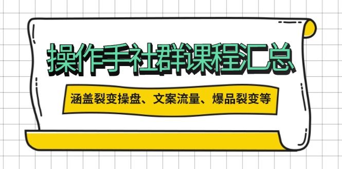 （14104期）操作员社群营销课程内容归纳，包含裂变式股票操盘、创意文案总流量、爆款裂变式等多个方面具体内容-中创网_专注互联网创业,项目资源整合