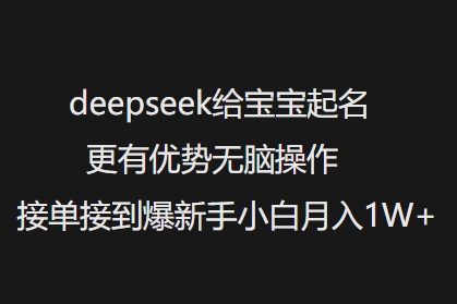 deepseek给宝宝起名字更具优势没脑子实际操作接单子收到爆新手入门月入1W-中创网_专注互联网创业,项目资源整合