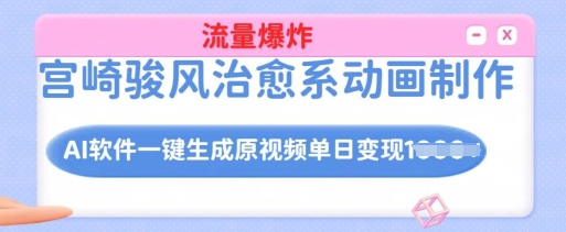 宫崎骏动漫风治愈系动画制做，AI手机软件一键生成原创短视频总流量发生爆炸，单日转现好几张，详尽实际操作步骤-中创网_专注互联网创业,项目资源整合
