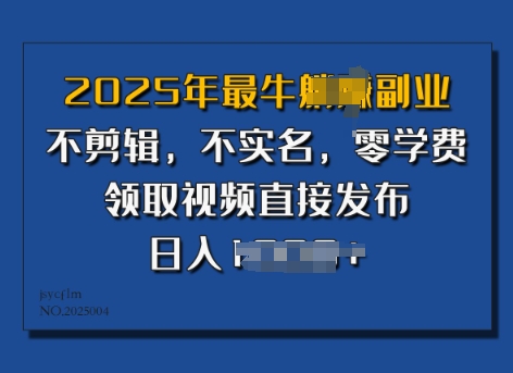 2025年最强第二职业，不视频剪辑，不实名认证，零培训费，零粉能做，领到短视频立即公布，有播放视频就会有盈利-中创网_专注互联网创业,项目资源整合
