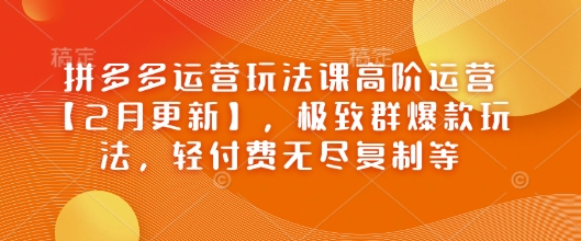 拼多多运营游戏玩法课高级经营【2月升级】，完美群爆品游戏玩法，轻付钱无穷拷贝等-中创网_专注互联网创业,项目资源整合