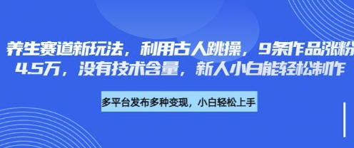 健康养生跑道新模式，运用古代人跳操，9条著作增粉4.5W，并没有科技含量，新手小白能轻轻松松制做-中创网_专注互联网创业,项目资源整合