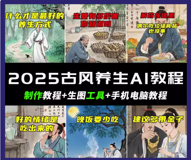 抖音视频AI唯美古风健康养生视频教学日入五张 轻轻松松增粉 10W-番茄副业网