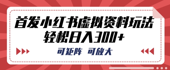 首发小红书虚拟资料玩法，可矩阵，可放大，轻松日入3张-中创网_专注互联网创业,项目资源整合