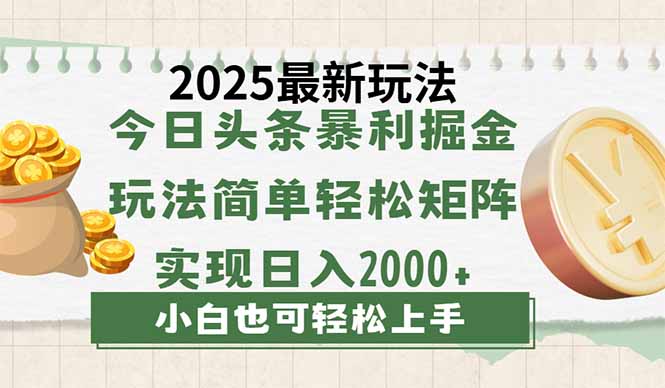 （14120期）今日今日头条2025全新游戏玩法，构思简易，拷贝，真正实现引流矩阵日入2000-中创网_专注互联网创业,项目资源整合