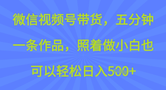 视频号卖货，五分钟一条著作，跟着做新手也能轻松日入5张-中创网_专注互联网创业,项目资源整合