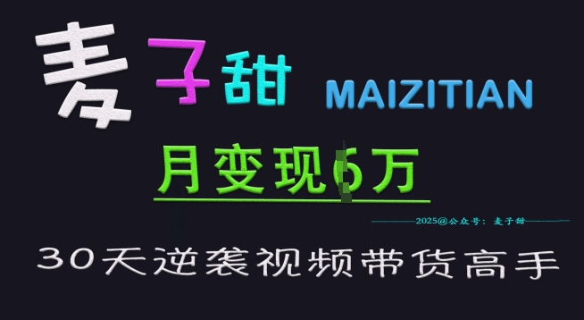 小麦甜30天逆袭视频卖货大神，单月转现6W加夏令营-中创网_专注互联网创业,项目资源整合