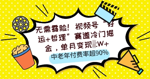 不用漏脸，微信视频号“好运气 人生哲理”跑道小众掘金队，单月转现2W ，中老年人付费率超90%-中创网_专注互联网创业,项目资源整合