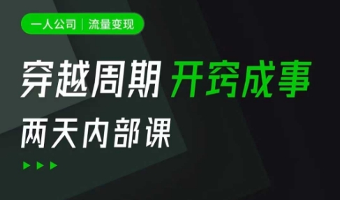 一人公司：流量变现课，一人公司的方法模型拆解， 拆解富人思维，流量思维，小老板思维等-中创网_专注互联网创业,项目资源整合