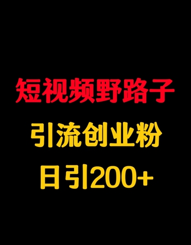 小视频歪门邪道引流方法自主创业粉，日引200-中创网_专注互联网创业,项目资源整合