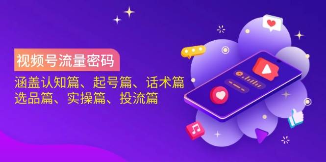 微信视频号总流量登陆密码：包含认知能力篇、养号篇、销售话术篇、选款篇、实际操作篇、投流篇-中创网_专注互联网创业,项目资源整合