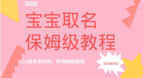 2025新风口项目宝宝取名，0成本高利润，附保姆级教程-中创网_专注互联网创业,项目资源整合