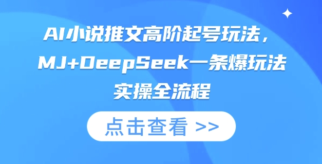 AI小说推文高级养号游戏玩法，MJ DeepSeek一条爆游戏玩法实际操作全过程-中创网_专注互联网创业,项目资源整合