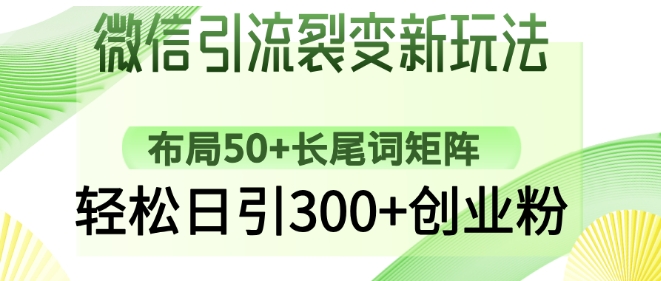 微信加粉裂变式新模式：合理布局50 长尾关键词引流矩阵，轻轻松松日引300 自主创业粉-番茄副业网