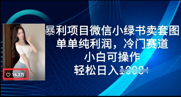 赚钱项目微信小绿书卖套图，仅仅净利润，小众跑道， 小白可实际操作，轻轻松松日入好几张-中创网_专注互联网创业,项目资源整合