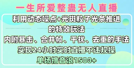 一生所爱没有人搞恶全新升级9.0，运用动态性杂点 光点颗粒光条推动的动画游戏玩法，达到24钟头现场直播不违规操，场均日入1.5k-中创网_专注互联网创业,项目资源整合