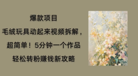毛绒娃娃运动起来新项目拆卸，三四分钟一个作品，轻轻松松路转粉赚钱新模式-中创网_专注互联网创业,项目资源整合