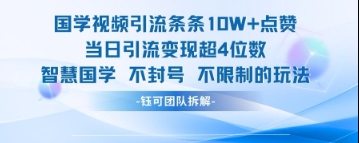 国学视频引流管条10W 关注点赞当日引流变现超4个数-中创网_专注互联网创业,项目资源整合