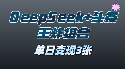 2025年DeepSeek 今日头条王炸组合，单日转现3张-中创网_专注互联网创业,项目资源整合