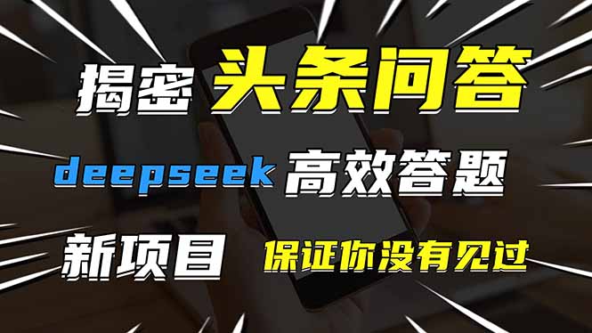 （14480期）头条问答，刚出的新玩法！保证你没见过！用DeepSeek去高效答题，一个账…-中创网_专注互联网创业,项目资源整合