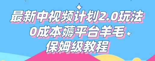 全新中视频伙伴2.0游戏玩法，0成本费薅服务平台羊毛绒，家庭保姆级实例教程-中创网_专注互联网创业,项目资源整合