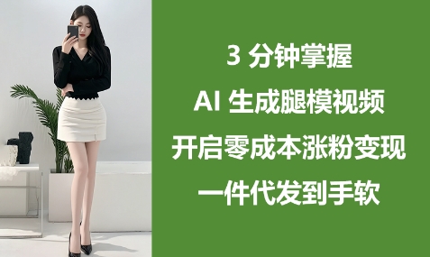 3min把握AI形成腿模视频，打开零成本增粉转现，一件代发到手软-中创网_专注互联网创业,项目资源整合