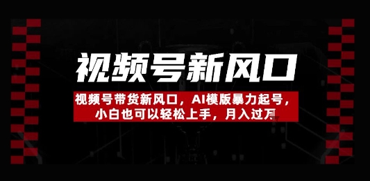 视频号带货新风口，AI模版暴力起号，小白也可以轻松上手，月入过W-中创网_专注互联网创业,项目资源整合