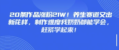 20条著作增粉21W！健康养生跑道又出新花样，制做难度系数我奶奶都可以懂得，赶快学习起来-中创网_专注互联网创业,项目资源整合