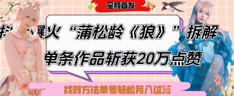 爆红“蒲松龄《狼》”实战演练拆卸，仅6条著作增粉24W，一条著作获得20W关注点赞，用对方法轻轻松松养号月入了W-中创网_专注互联网创业,项目资源整合