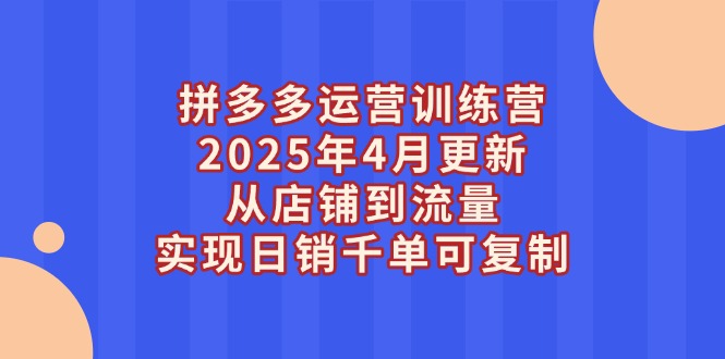 （14469期）拼多多运营训练营2025年4月更新，从店铺到流量，实现日销千单可复制-中创网_专注互联网创业,项目资源整合