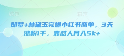 即梦+林黛玉完爆小红书商单，3天涨粉1千，靠怼人月入5k+-中创网_专注互联网创业,项目资源整合