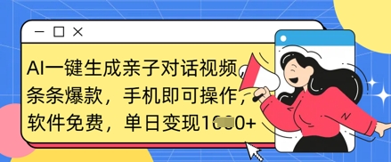AI一键生成亲子对话短视频，一条条爆品，一部手机即可操作，单日转现多张-中创网_专注互联网创业,项目资源整合